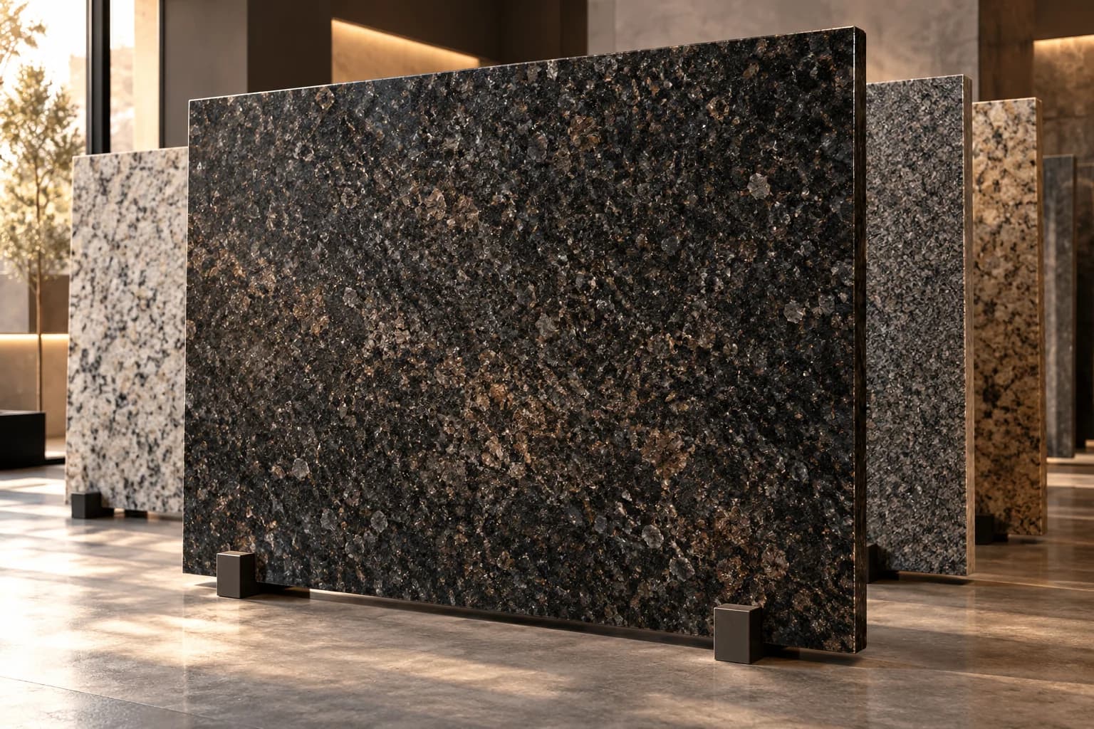 Placa ilustrativa de granito oscuro
